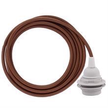 Dark copper textile cable 3 m. w/plastic lamp holder w/rings