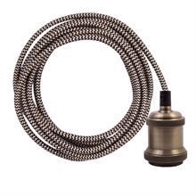 Gold Snake textile cable 3 m. w/dark brass E27