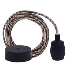 Gold Snake textile cable 3 m. w/black Plisse lamp holder cover
