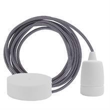 Black Snake textile cable 3 m. w/white Copenhagen lamp holder cover