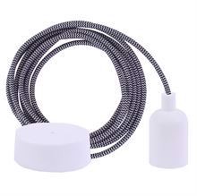 Black Snake textile cable 3 m. w/white New lamp holder cover