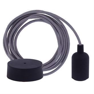 Black Snake textile cable 3 m. w/black New lamp holder cover