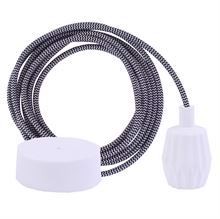 Black Snake textile cable 3 m. w/white Plisse lamp holder cover