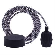 Black Snake textile cable 3 m. w/black Plisse lamp holder cover