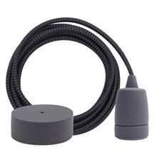 Grey Snake textile cable 3 m. w/dark grey Copenhagen lamp holder cover
