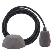 Grey Snake textile cable 3 m. w/dark grey Facet lamp holder cover
