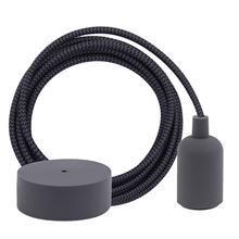 Grey Snake textile cable 3 m. w/dark grey New lamp holder cover