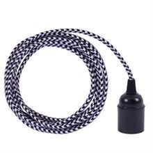 Black Pepita textile cable 3 m. w/bakelite lamp holder