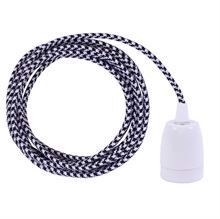 Black Pepita textile cable 3 m. w/white porcelain