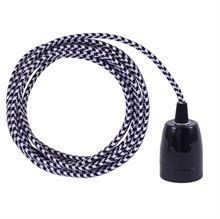 Black Pepita textile cable 3 m. w/black porcelain