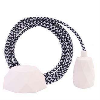 Black Pepita cable 3 m. w/white Facet lamp holder cover