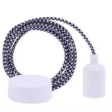 Black Pepita textile cable 3 m. w/white New lamp holder cover