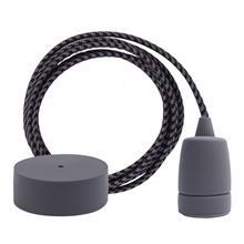 Grey Pepita textile cable 3 m. w/dark grey Copenhagen lamp holder cover