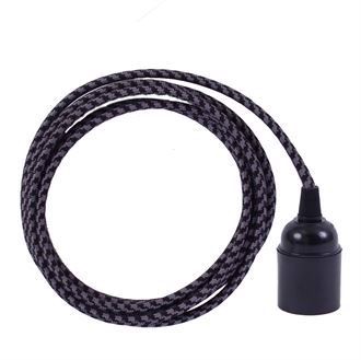 Grey Pepita textile cable 3 m. w/bakelite lamp holder