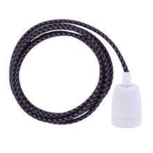 Grey Pepita textile cable 3 m. w/white porcelain