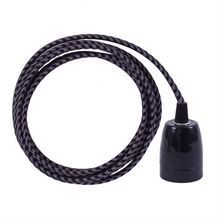 Grey Pepita textile cable 3 m. w/black porcelain