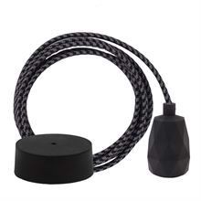 Grey Pepita cable 3 m. w/black Facet lamp holder cover