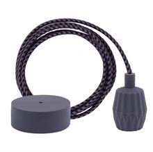 Dark Pepita textile cable 3 m. w/dark grey Plisse lamp holder cover