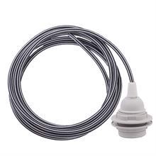 Black Stripe textile cable 3 m. w/plastic lamp holder w/rings