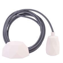 Black Stripe cable 3 m. w/white Facet lamp holder cover