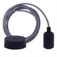 Black Stripe textile cable 3 m. w/black New lamp holder cover