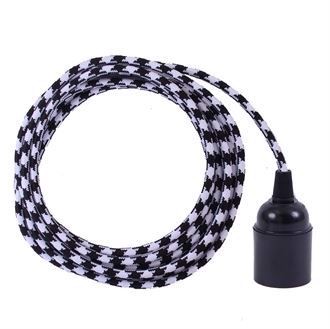 B/W Square textile cable 3 m. w/bakelite lamp holder