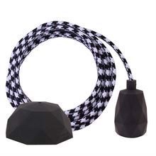 B/W Square cable 3 m. w/black Facet lamp holder cover