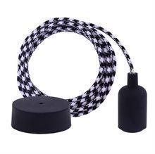 Black Square textile cable 3 m. w/black New lamp holder cover