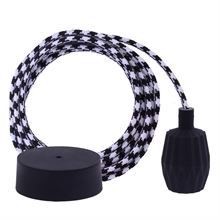 Black Square textile cable 3 m. w/black Plisse lamp holder cover