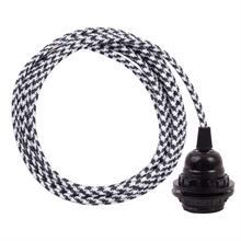 White Pepita textile cable 3 m. w/bakelite lamp holder w/rings