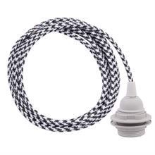 White Pepita textile cable 3 m. w/plastic lamp holder w/rings