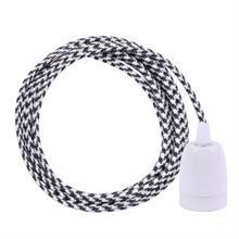 White Pepita textile cable 3 m. w/white porcelain