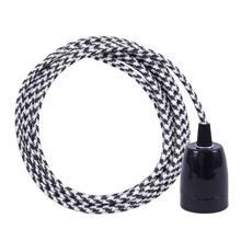 White Pepita textile cable 3 m. w/black porcelain