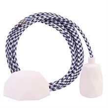 White Pepita textile cable 3 m. w/white Facet lamp holder cover