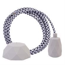 White Pepita textile cable 3 m. w/pale grey Facet lamp holder cover