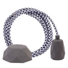 White Pepita textile cable 3 m. w/dark grey Facet lamp holder cover