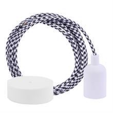 White Pepita textile cable 3 m. w/white New lamp holder cover