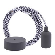 White Pepita textile cable 3 m. w/dark grey New lamp holder cover