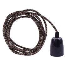 Multi textile cable 3 m. w/black porcelain