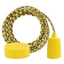 B/Y Cheque textile cable 3 m. w/yellow Copenhagen lamp holder cover