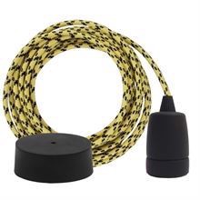 B/Y Cheque textile cable 3 m. w/black Copenhagen lamp holder cover