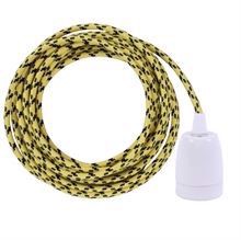 B/Y Cheque textile cable 3 m. w/white porcelain