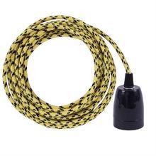 B/Y Cheque textile cable 3 m. w/black porcelain