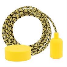 Yellow Cheque textile cable 3 m. w/yellow New lamp holder cover
