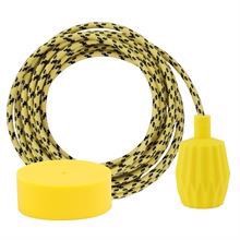 Yellow Cheque textile cable 3 m. w/yellow Plisse lamp holder cover