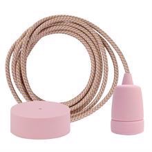 Pastel Mix textile cable 3 m. w/pale pink Copenhagen lamp holder cover