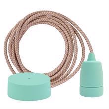 Pastel Mix textile cable 3 m. w/pale turquoise Copenhagen lamp holder cover