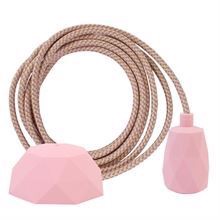 Pastel Mix textile cable 3 m. w/pale pink Facet lamp holder cover