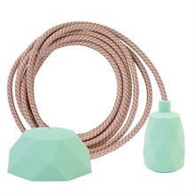 Pastel Mix textile cable 3 m. w/pale turquoise Facet lamp holder cover