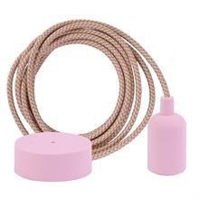 Pastel Mix textile cable 3 m. w/pale pink New lamp holder cover